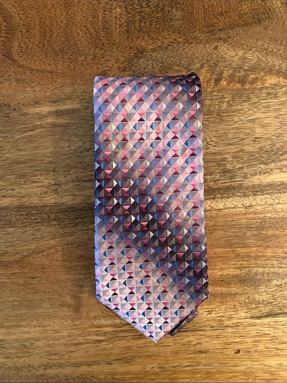 Architect Men’s Geometric Necktie Pink Blue Purple Black Abstract poly